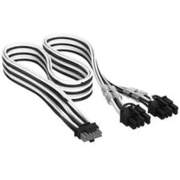 Corsair premium-punutud 12V-2x6 to 2x 6+2-Pin-PCIe-kaabel, Universal - Must/valge