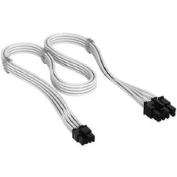 Corsair premium-punutud 6+2-Pin-PCIe-kaabel, Type-5 toiteplokile - Valge