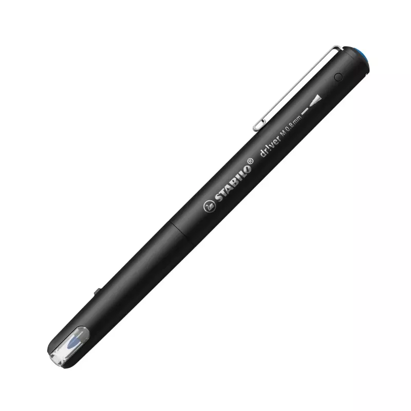 Fineliner pliiats Stabilo dr!ver Medium (0,8 mm) — Sinine tint, must korpus