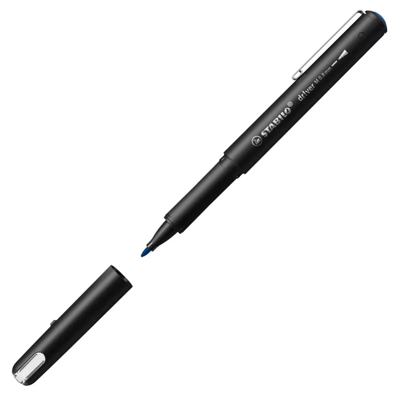 Fineliner pliiats Stabilo dr!ver Medium (0,8 mm) — Sinine tint, must korpus