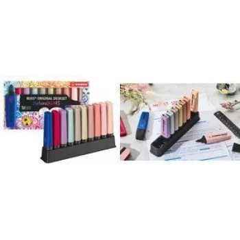Markerpliiats Stabilo BOSS Originaal NatureCOLORS 10-värviline lauakomplekt, must plastikust hoidik, peitliots, 1 tk (7010-3-5)
