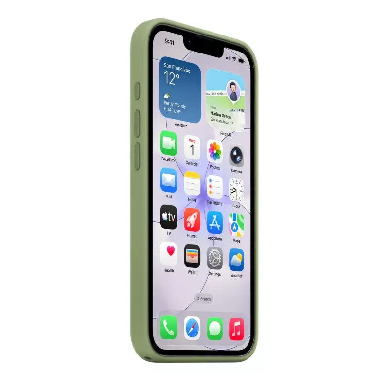 Kaitsev silikoonümbris MagSafe'iga Apple iPhone 17e jaoks — Light Moss, sobib 15,5 cm (6,1 tolli) ekraanidele