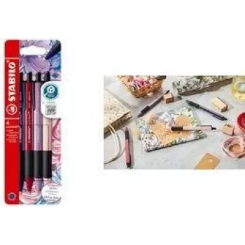 Pastapliiats Stabilo pointball NatureCOLORS, Burgundia värvi 4 värvi komplekt ümbrises, libisemiskindel haardetsoon, pehme kuulotsik