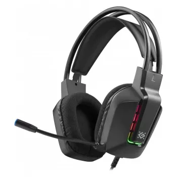 Juhtmega USB-mängupeakomplekt DEFENDER GOTHIC RGB mikrofoniga, must