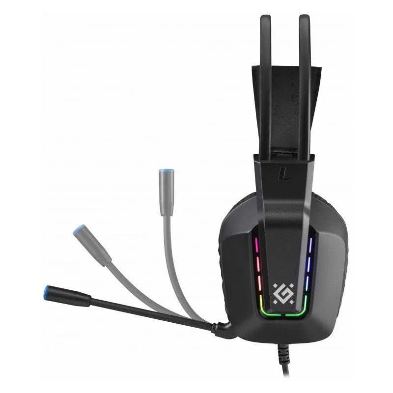 Juhtmega USB-mängupeakomplekt DEFENDER GOTHIC RGB mikrofoniga, must