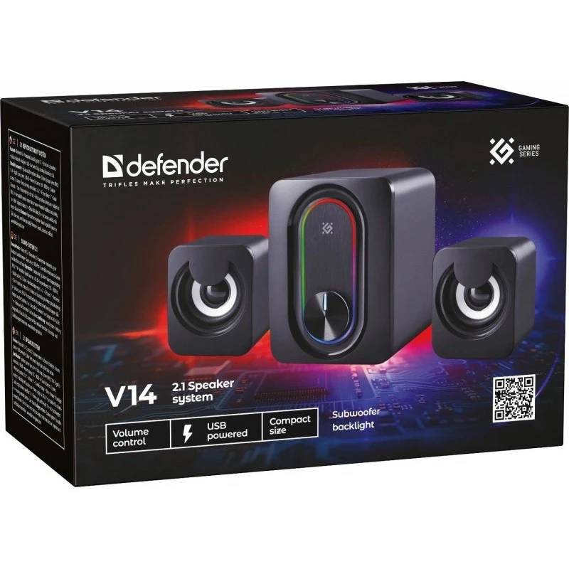 DEFENDER 2.1 arvutikõlarid G14 — 11W, USB-toide, Bluetooth, RGB LED