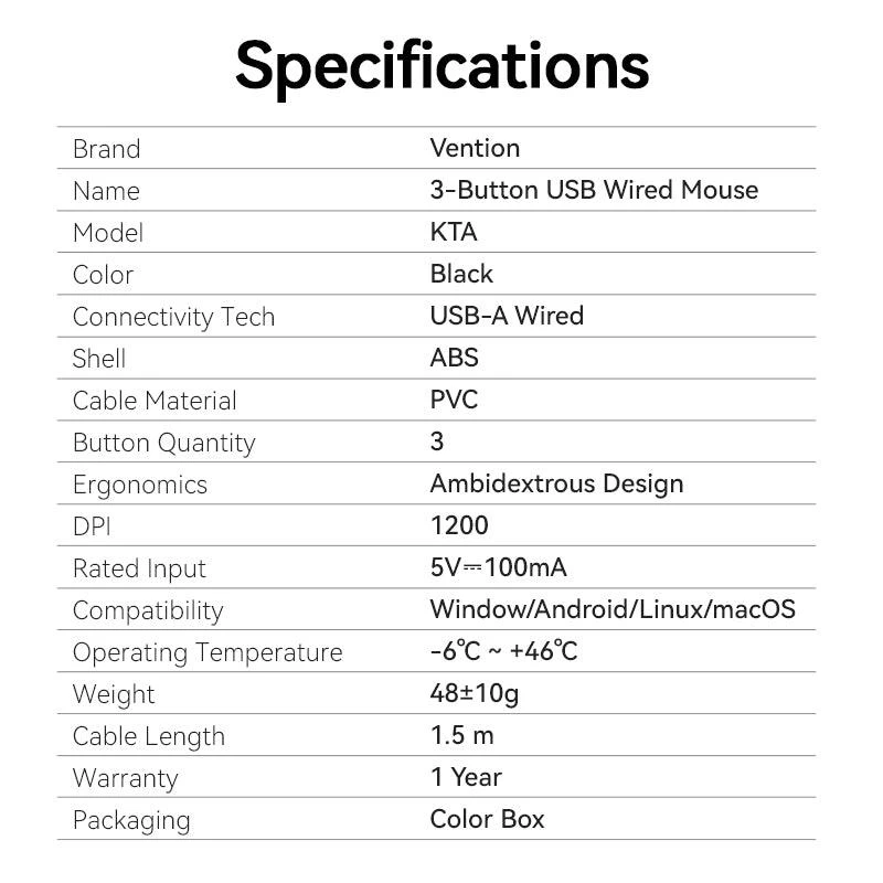 Hiir USB-optiline MUST/KTABG Vention