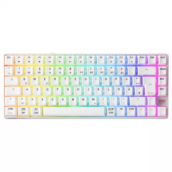 Mehaanilise stiiliga kompaktne juhtmevaba klaviatuur Cherry XTRFY K33 75% QWERTZ saksa valge USB + RF + Bluetooth RGB