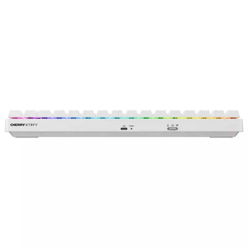 Mehaanilise stiiliga kompaktne juhtmevaba klaviatuur Cherry XTRFY K33 75% QWERTZ saksa valge USB + RF + Bluetooth RGB