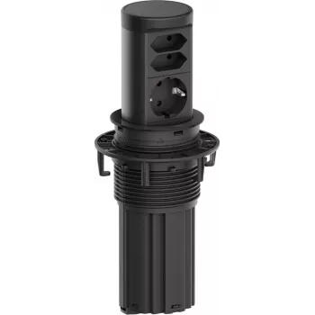 Pistikupesadega toitejaotur Bachmann ELEVATOR2 BM0020498 1x CEE7/3 ja 2x Euro pistikupesaga, RAL9005, 2,0 m kaabel