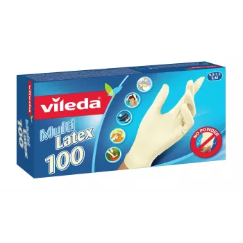 Ühekordsed latekskindad VILEDA Multi Latex 100, Beež, Suurus S/M, 100 tk