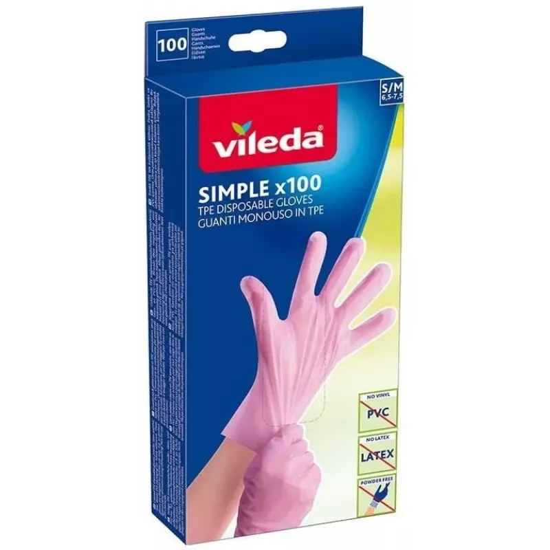 Ühekordsed latekskindad VILEDA Multi Latex 100, Beež, Suurus S/M, 100 tk