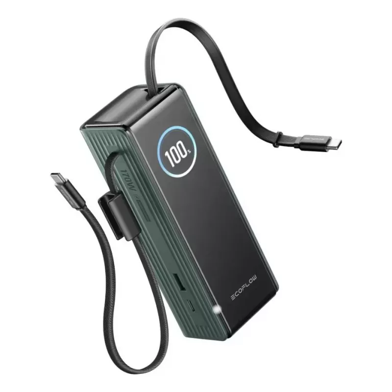 Akupank EcoFlow RAPID 25000 mAh roheline — 170 W koguvõimsus, 2× USB-C, 1× USB-A