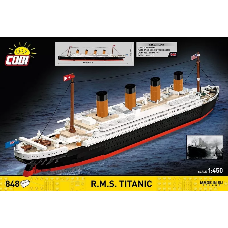 Ehituskomplekt Cobi R.M.S. Titanic mudelikomplekt, 848 osa, kollektsioneeritav laevamudel