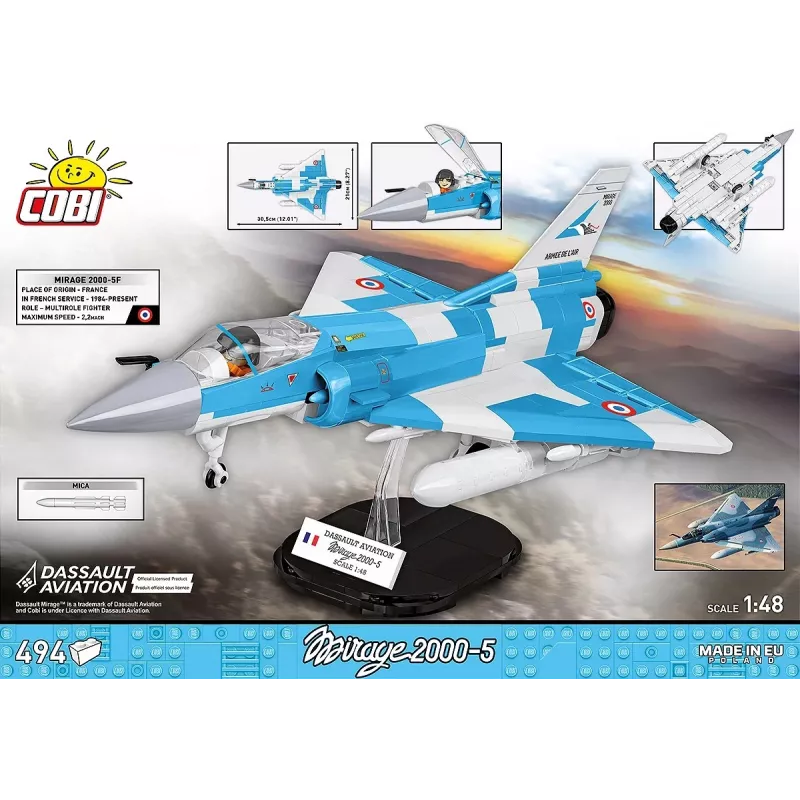 Cobi Mirage 2000-5F klotsimudeli komplekt, relvajõudude sari, 495 detaili, mõõtkava 1:48
