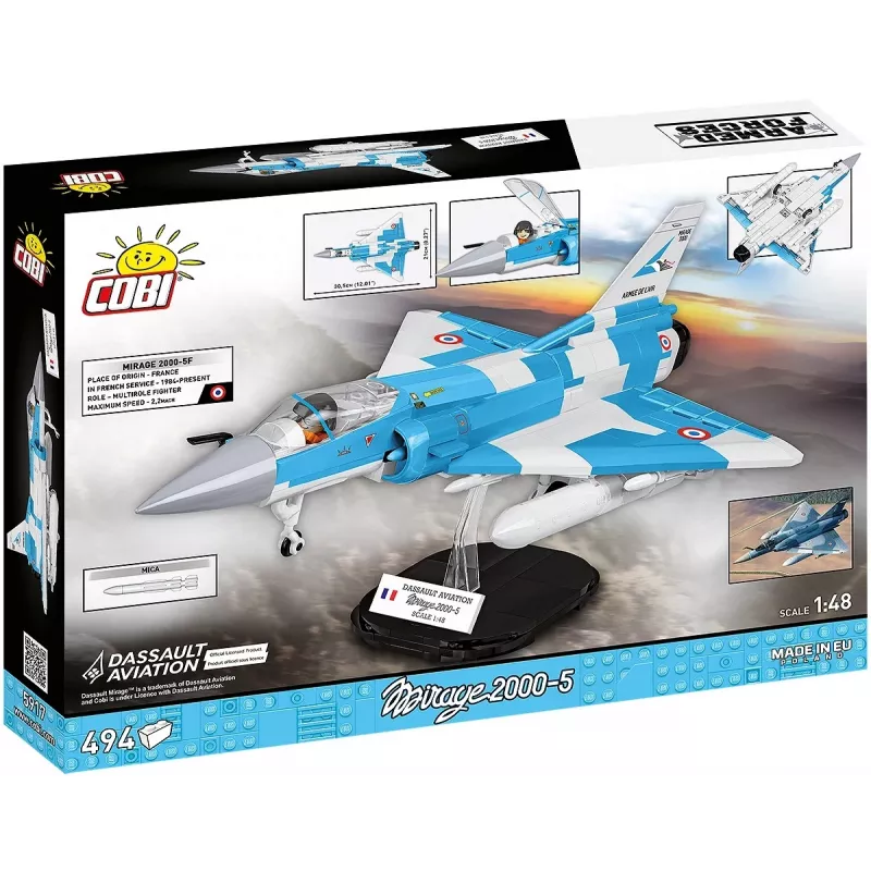 Cobi Mirage 2000-5F klotsimudeli komplekt, relvajõudude sari, 495 detaili, mõõtkava 1:48