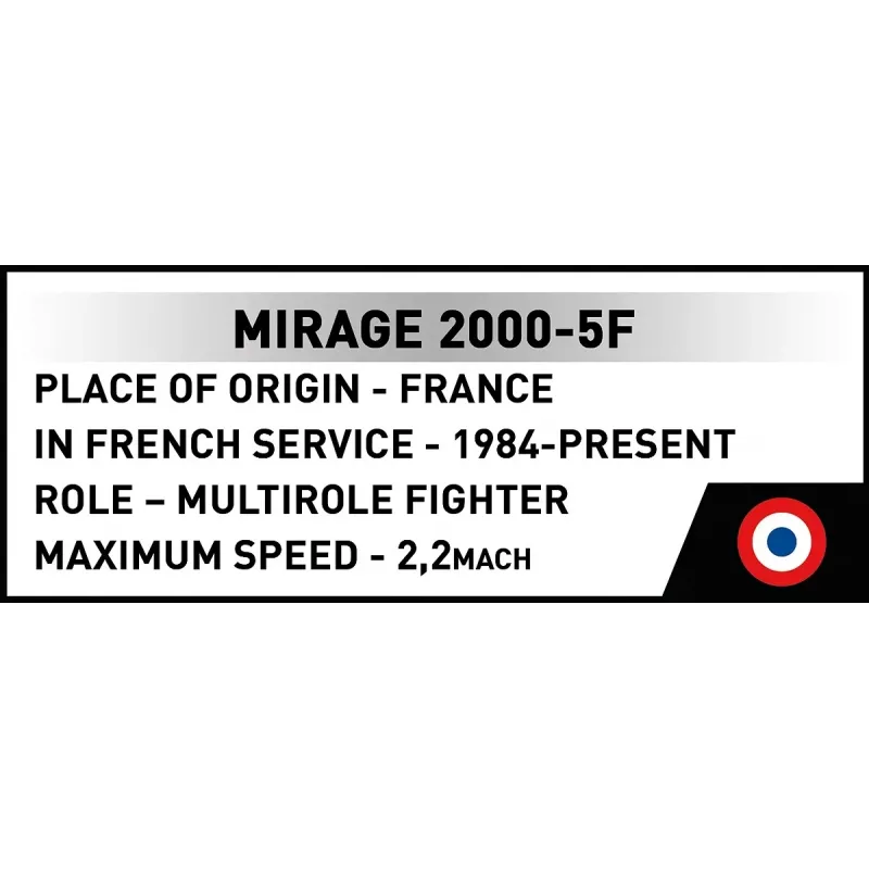 Cobi Mirage 2000-5F klotsimudeli komplekt, relvajõudude sari, 495 detaili, mõõtkava 1:48