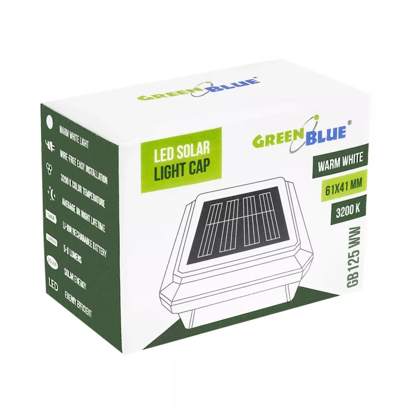 GreenBlue Solar LED Postituli, 60x40 mm, ümbrikukujuline vari, 3200K, GB125 WW