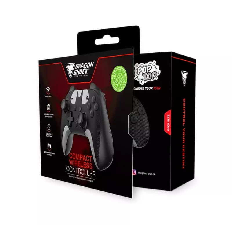 DragonShock PopTop Compact, Gamepad, Nintendo Switch, Schaltfläche Zurück, D-Pad, Home button, Reset-Taste, Kabellos, Bluetooth, USB Typ-C