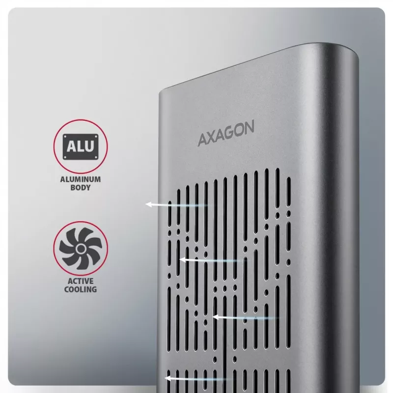 Väline korpus AXAGON EEM2-20GD USB-C 20 Gbps kahe M.2 NVMe SSD jaoks koos riistvaralise kloonimisega