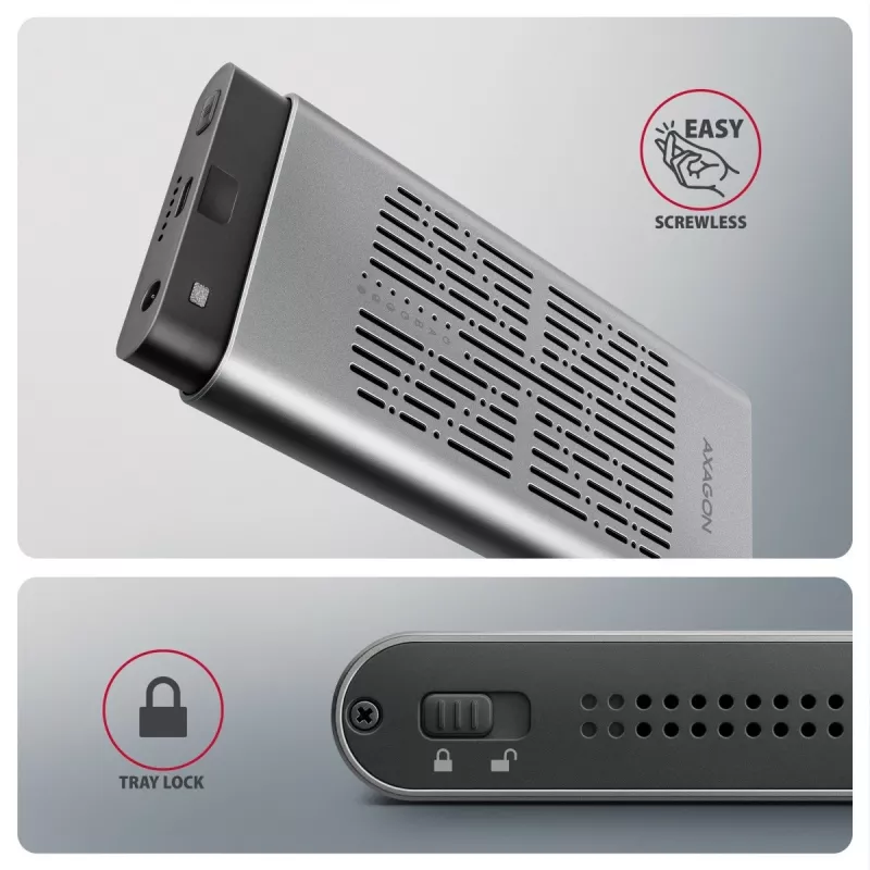 Väline korpus AXAGON EEM2-20GD USB-C 20 Gbps kahe M.2 NVMe SSD jaoks koos riistvaralise kloonimisega