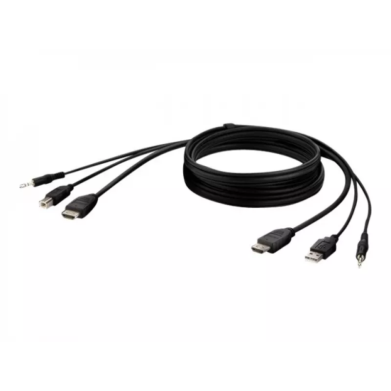 KVM-kaabel Belkin F1DN1CCBL — HDMI-USB A/B koos heli, USB-klaviatuuri/hiireportidega, 3 m