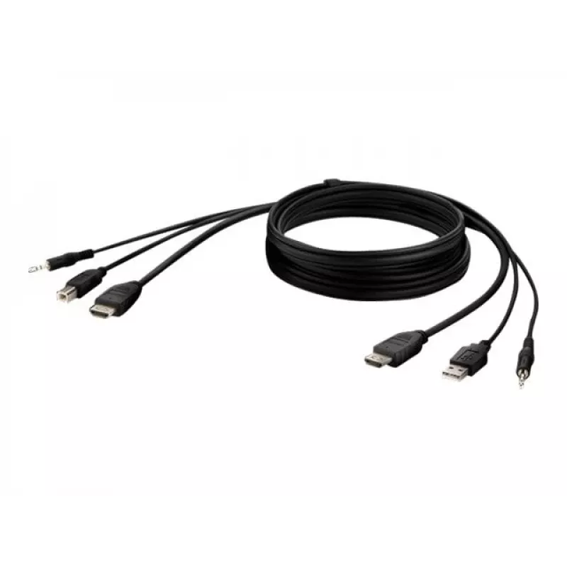 KVM-kaabel Belkin F1DN1CCBL — HDMI-USB A/B koos heli, USB-klaviatuuri/hiireportidega, 3 m