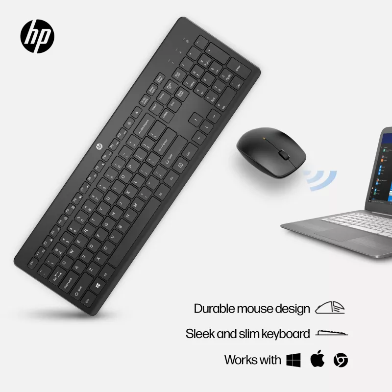 HP 230 juhtmevaba hiire ja klaviatuuri komplekt, valge, hiir kaasas