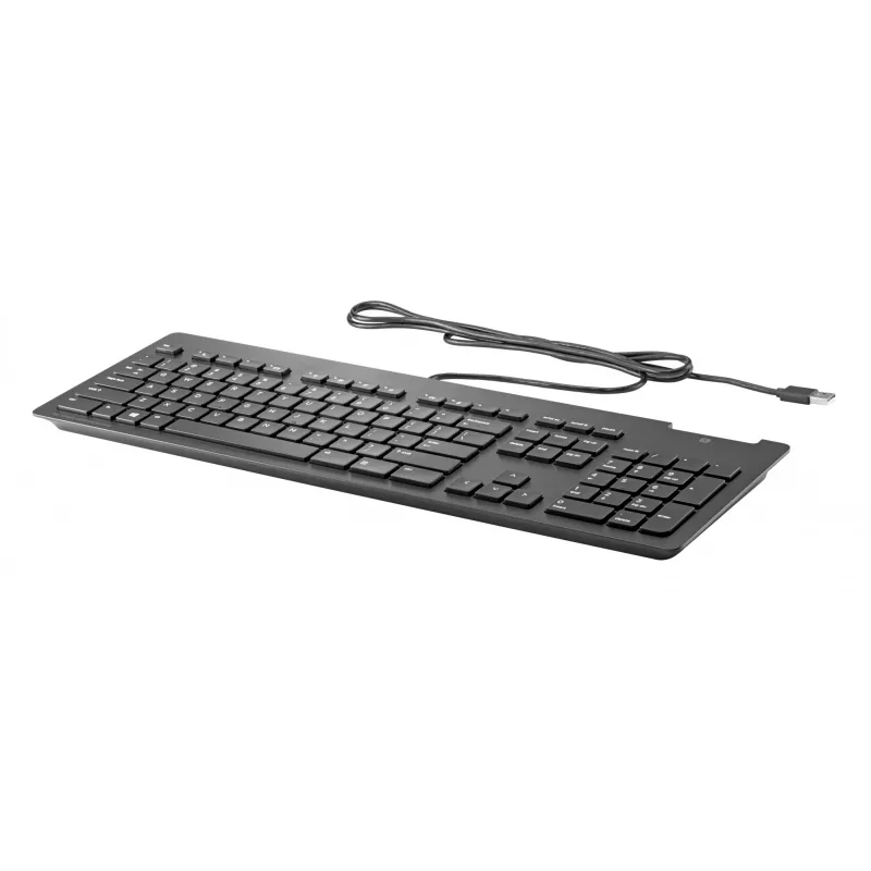 Juhtmega täissuuruses HP Business õhuke v2 kiipkaardi klaviatuur USB, 1,8 m kaabel, must