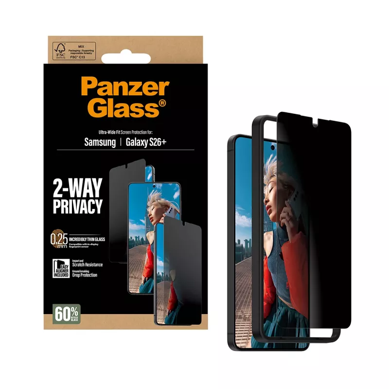 PanzerGlass ® 2-suunaline privaatsusekraani kaitse Samsung Galaxy S26+ | Ultra-Wide Fit koos EasyAligneriga