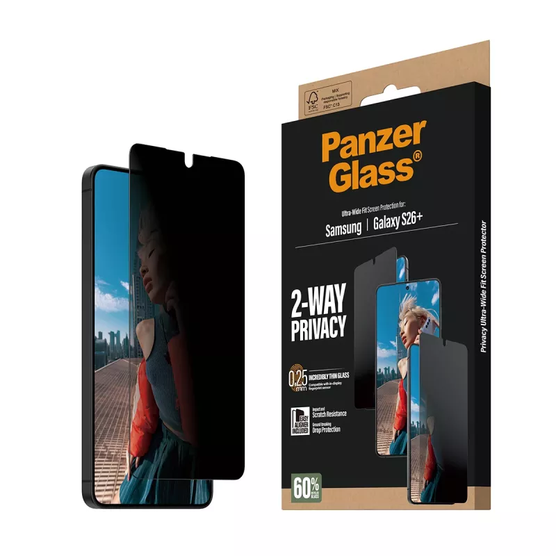 PanzerGlass ® 2-suunaline privaatsusekraani kaitse Samsung Galaxy S26+ | Ultra-Wide Fit koos EasyAligneriga