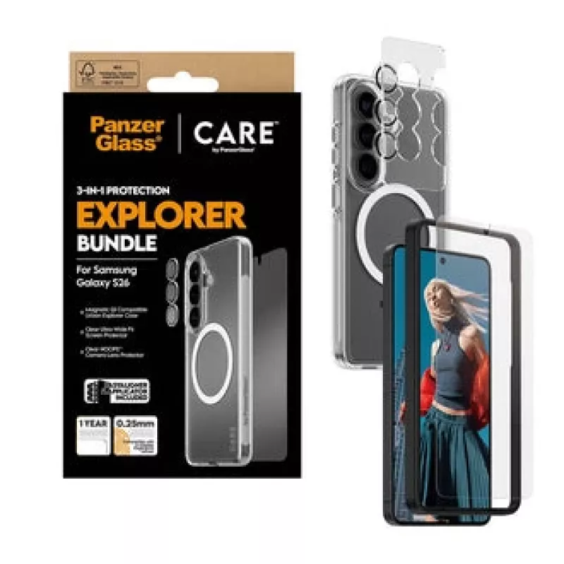 Ekraanikaitse PanzerGlass CARE 3-in-1 Samsung Galaxy S (2026) jaoks – PanzerGlass