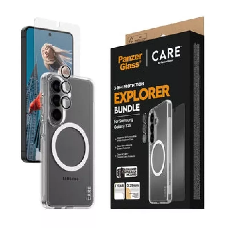 Ekraanikaitse PanzerGlass CARE 3-in-1 Samsung Galaxy S (2026) jaoks – PanzerGlass