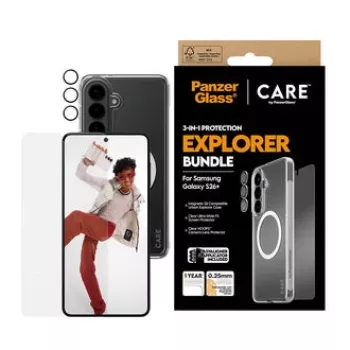 Ekraanikaitse PanzerGlass CARE 3-in-1 Samsung Galaxy S Plus 2026 jaoks — PanzerGlass CARE komplekt