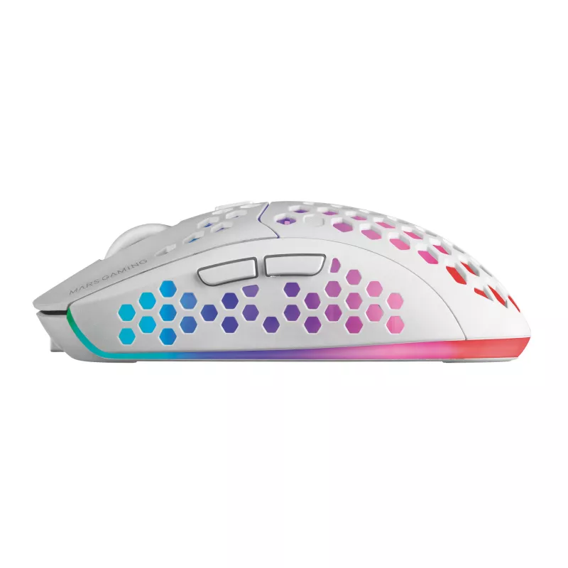 Mars Gaming MMW3W, juhtmevaba mängurihiir, RGB Flow, ülikerge 79g, 3200DPI, valge