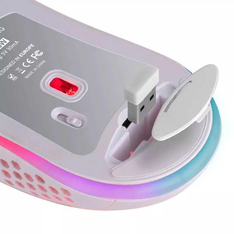 Mars Gaming MMW3W, juhtmevaba mängurihiir, RGB Flow, ülikerge 79g, 3200DPI, valge