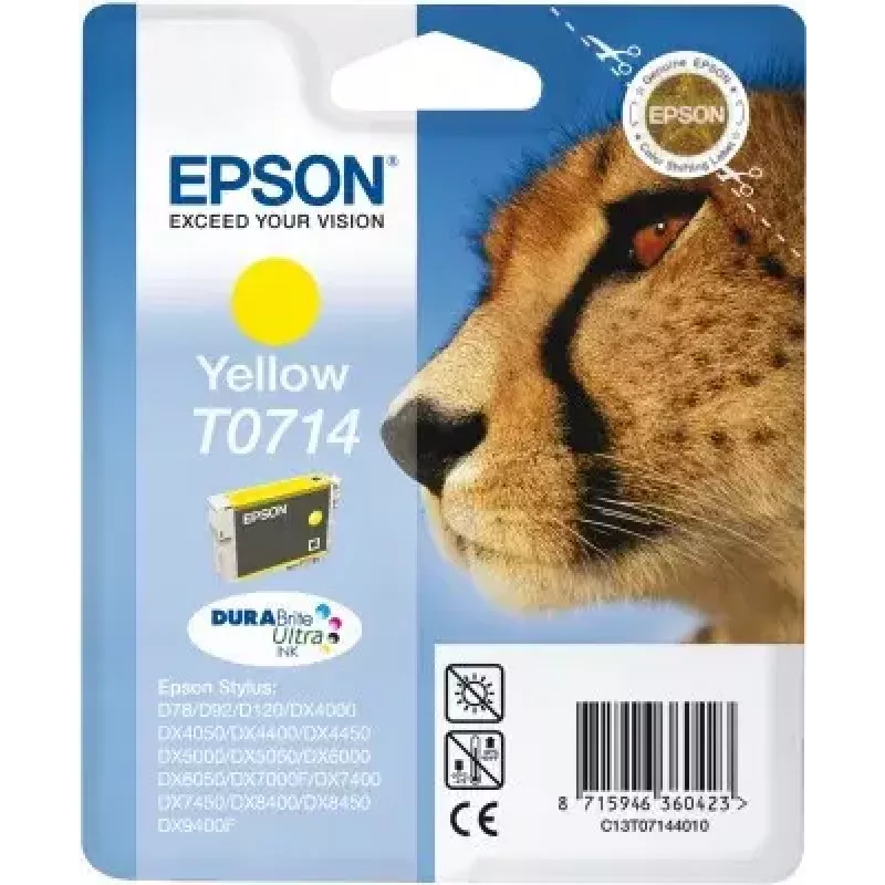 Epson Cheetah Singlepack kollane T0714 DURABrite Ultra tint