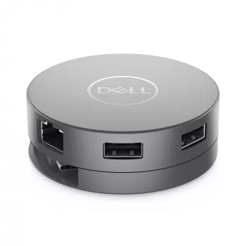 DELL Pro 7-in-1 USB-C reisihub - DA310, juhtmega, USB 3.2 Gen 2 (3.1 Gen 2) Type-C, 10,100,1000 Mbit/s, hõbedane, 3840 x 2160 pikslit, 1920 x 1080 pikslit
