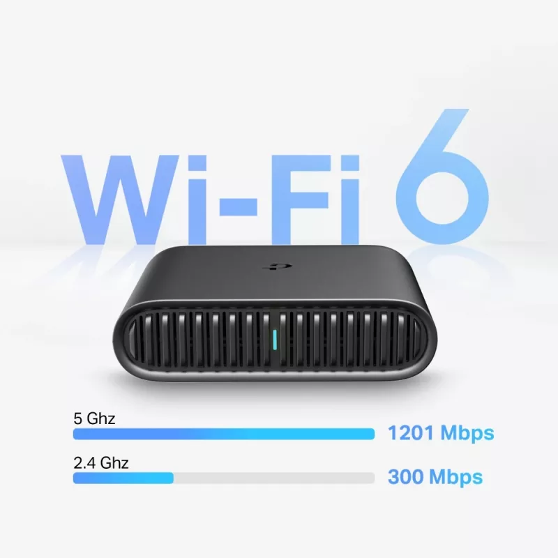 TP-Link AX1500 Wi-Fi 6 reisiruuter, Wi-Fi 6 (802.11ax), kahesageduslik (2,4 GHz / 5 GHz), Ethernet LAN, must, kaasaskantav ruuter