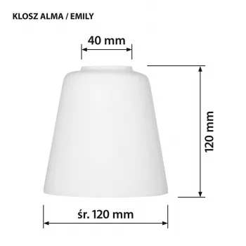 Lambivari ActiveJet EMILY klaasist, valge — läbimõõt 12 cm, kael 40 mm, kõrgus 120 mm