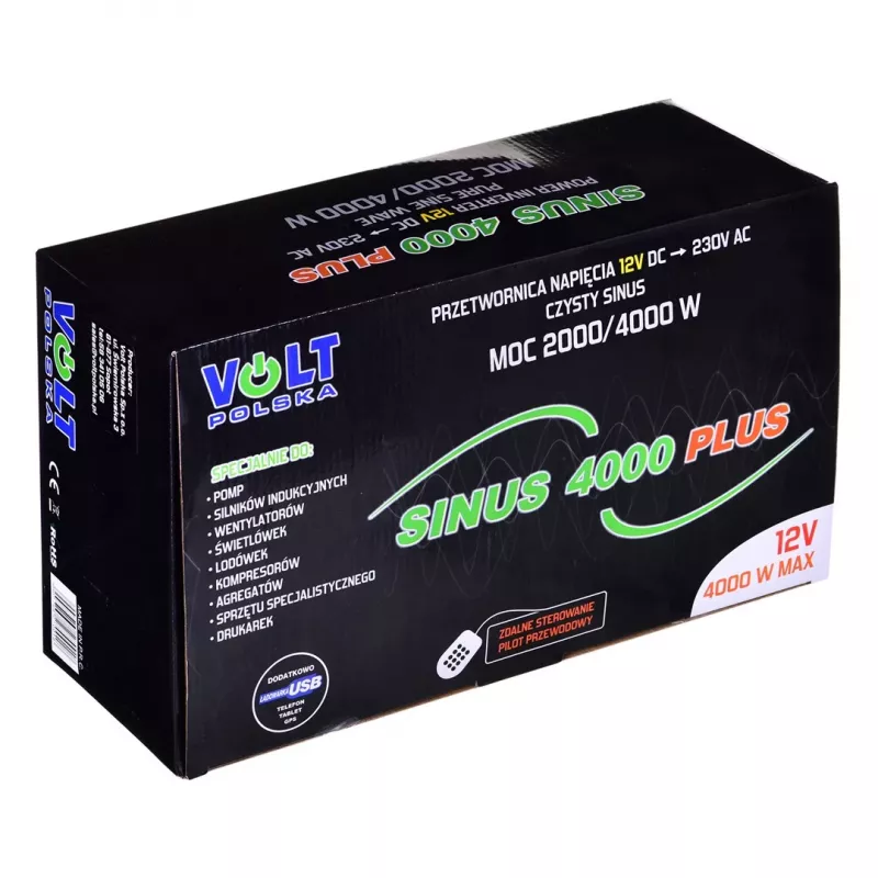 Toiteinverter Volt Sinus 4000 Plus 4000W 12V — puhas siinus, 4000 W pidev, 12 V alalisvoolusisend