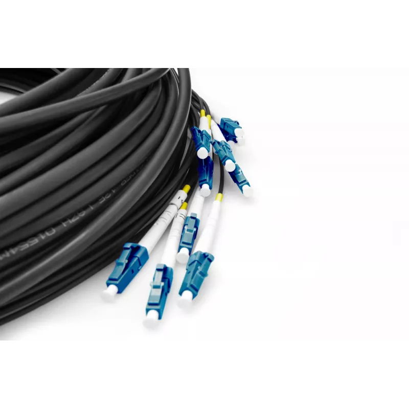 Digitus eelmonteeritud klaaskiust universaalne breakout-kaabel Single Mode OS2 12 kiudu LC/UPC 100 m