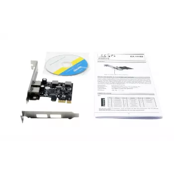EXSYS 2-Pordiga USB 3.2 Gen 1 PCIe-kaart 3A Renesas