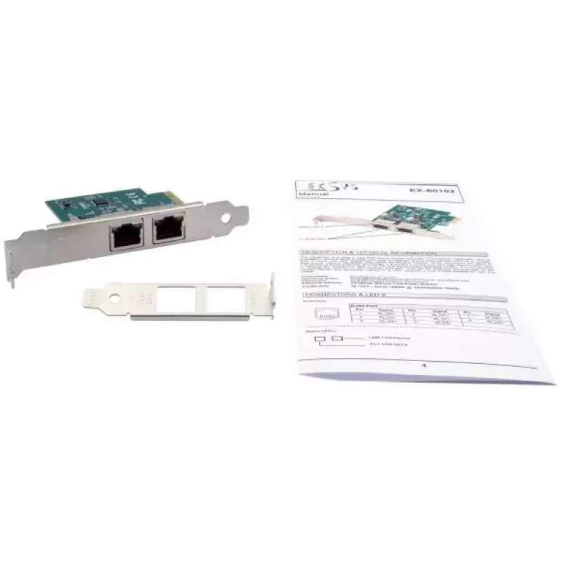 Sisemine Ethernet-kaart EXSYS EX-60102 1000 Mbit/s PCI Express juhtmega