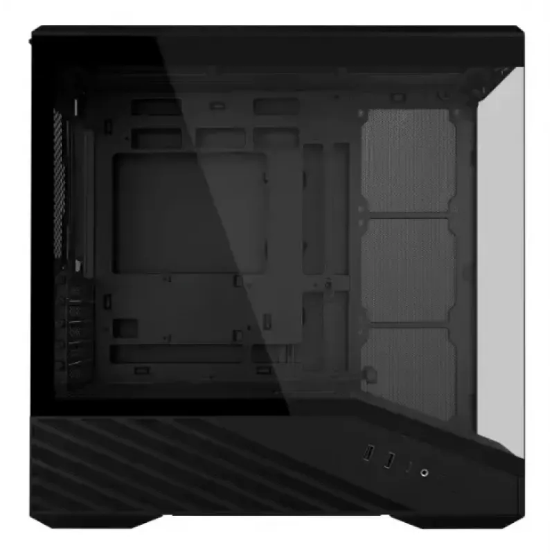 Mini-torniga arvutikorpus Lian Li Vector V100R MINI — Mini-ITX/Mikro-ATX, karastatud klaas, 3×120 mm külg- + 1×120 mm tagaventilaator, 2× 2,5-tollist + 1× 3,5-tollist pesa, must