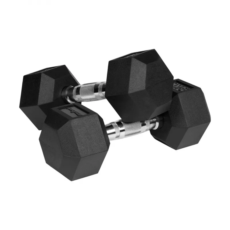 Kummeeritud malmist hantlid HEX 2x9 kg REBEL ACTIVE
