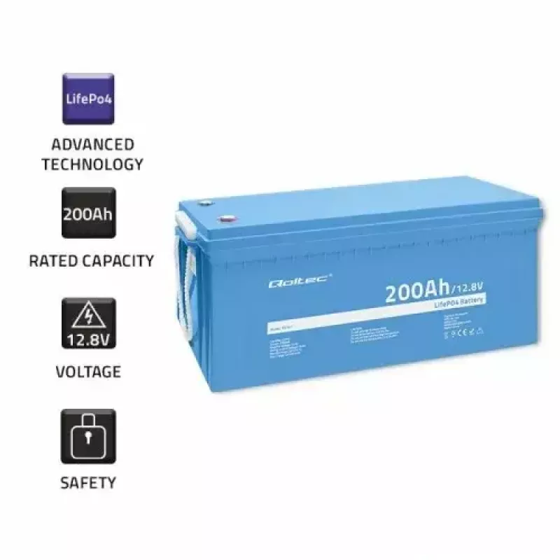 Qoltec 53707 Sõidukiaku Liitium-raudfosfaat 200 Ah 12,8 V