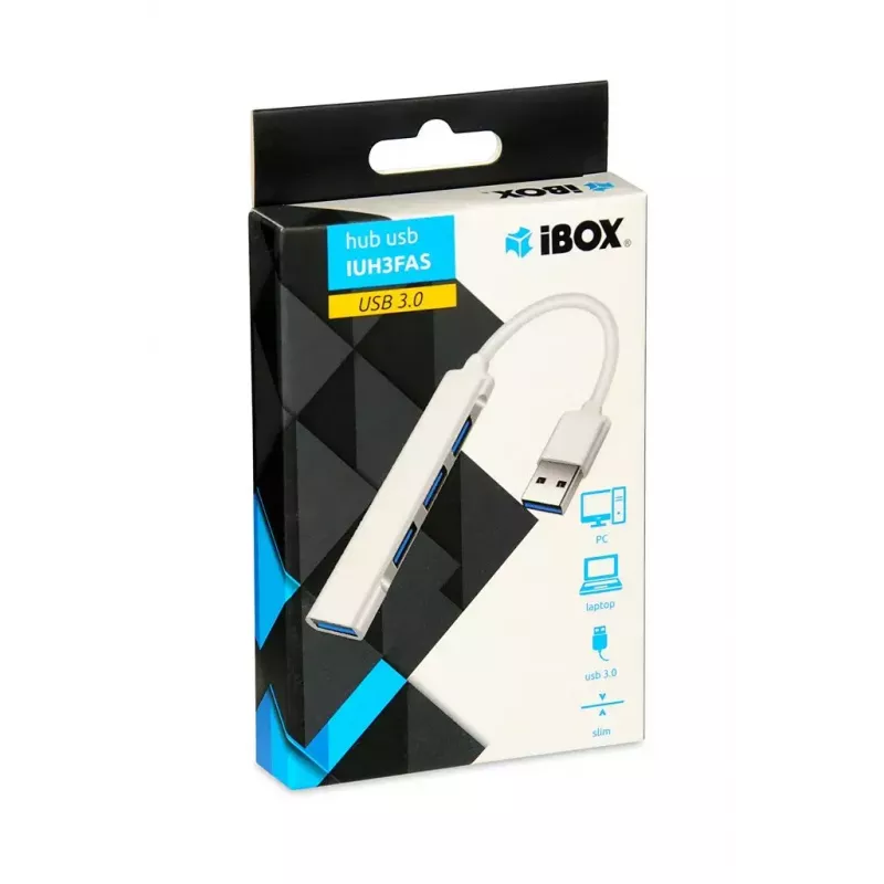 USB-jaotur IBOX IUH3FAS — 1× USB 3.0, 3× USB 2.0