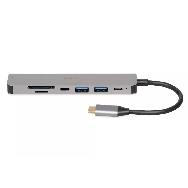 Dokkimisjaam IBOX IUH3SL4K USB USB-C 5 Gbit/s, HDMI 4K@30Hz, PD kuni 100W, 2x USB-A, 2x USB-C, mälukaardilugeja, hõbedane