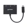Manhattan USB-C dokk/jaotur, pordid (x3): HDMI, USB-A ja USB-C, 5 Gbps (USB 3.2 Gen1 ehk USB 3.0), toiteedastus (60 W) USB-C porti (Märkus: vajalik lisaks USB-C seinakontroller ja USB-